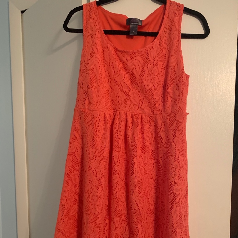 Bright coral colored maternity short dress medium